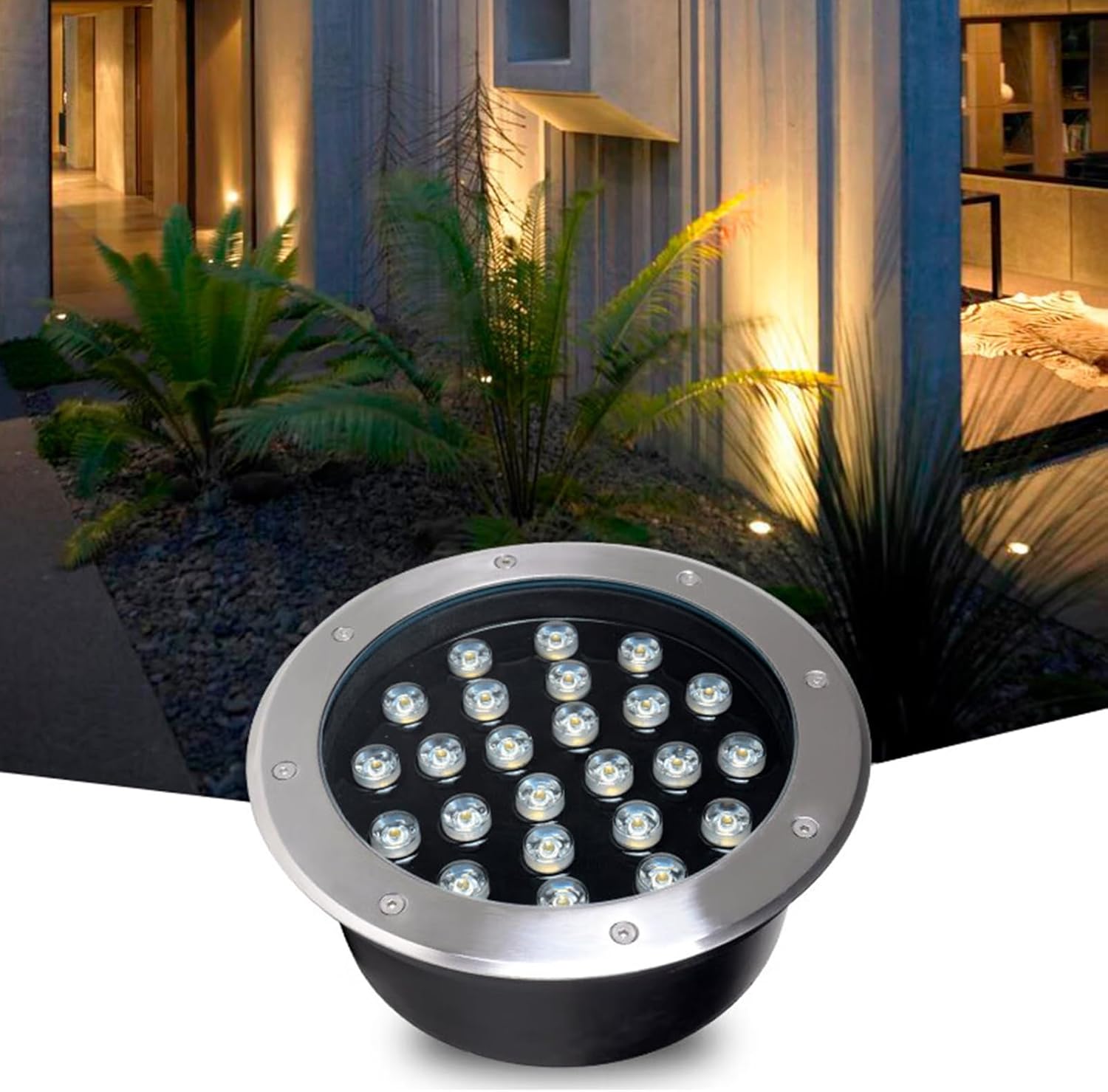 LED Embedded Underground Light Round Outdoor Ground Light AC85-110V IP66 Waterproof s for Garden Walkway Scenic Area Deck Driveway Landscape Light