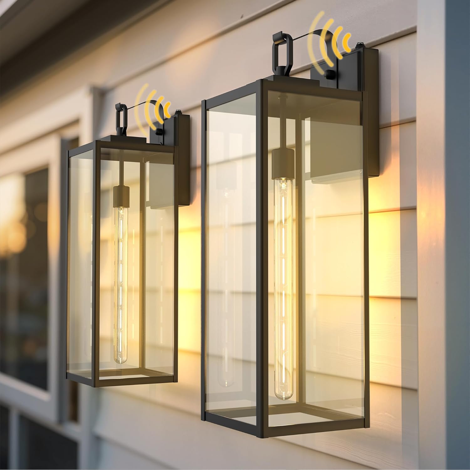 L LOHAS LED 2 Pack 22 Inch Large Size Dusk to Dawn Outdoor Light Fixture, Matte Black Waterproof Anti-Rust Porch Lights Ourdoor, Exterior Lighting Fixtures for Porch, Doorway, Garage, ETL Listed