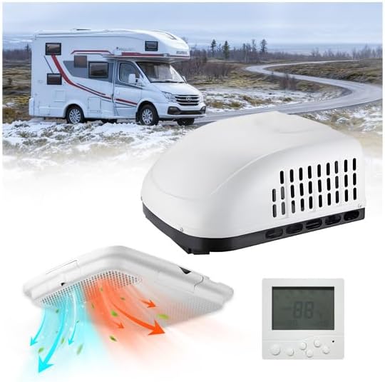 Rooftop RV Air Conditioner with Heat, 15000 BTU Cooling & Heating, 52 dB Ultra Quiet, Non-Ducted Easy Install for Camper Trailer Motorhome RVs Food Trucks, 115V, Scroll compressor