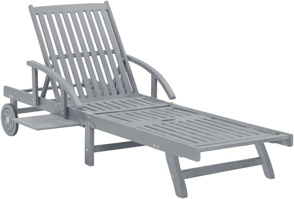 Patio Lounges Patio Sun Lounger Gray Solid Acacia Wood