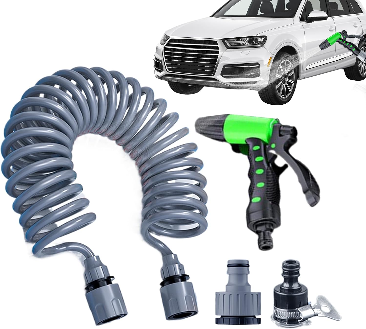 Expandable Garden Hose - Flexible Rubber Water Hose - 66ft High Pressure Watering Pipes with 4-Layer Latex Core for Outdoor, Lawn Care, Pool Maintenance