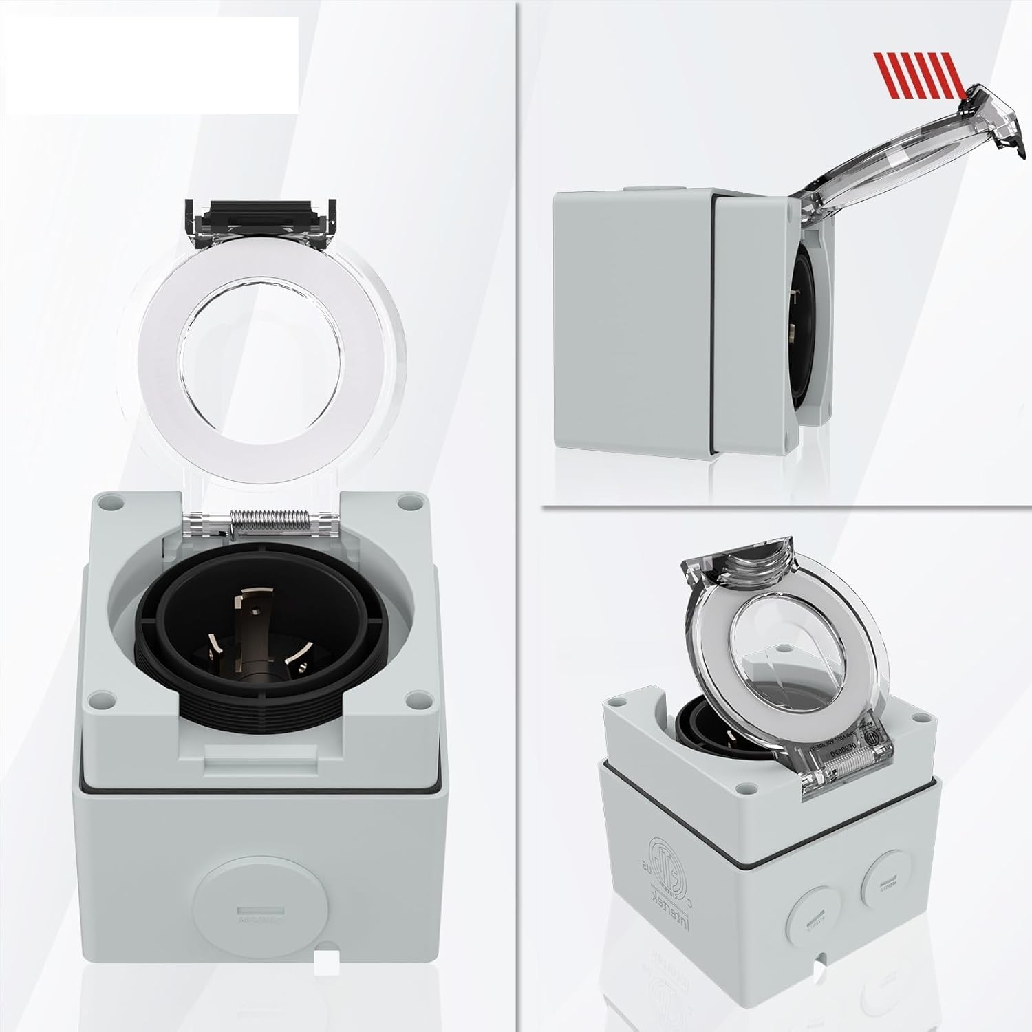 1pcs US/American 30Amp Power Inlet Box, 125/250 Volt Nema L5-30P Plug Outdoor dustproof and Weatherproof for Generators.