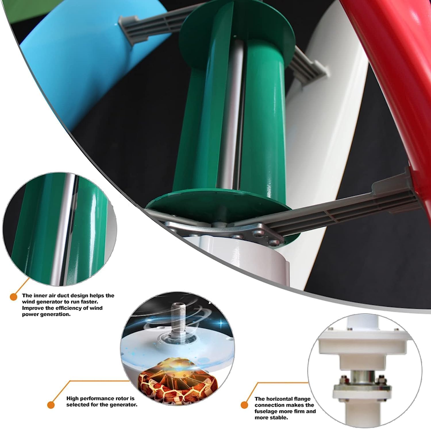 CAJUCA Wind Turbine Kit 5000W Vertical Axis Wind Turbine Generator with Solar Hybrid Controller Free Energy Windmill Power Generation Kit