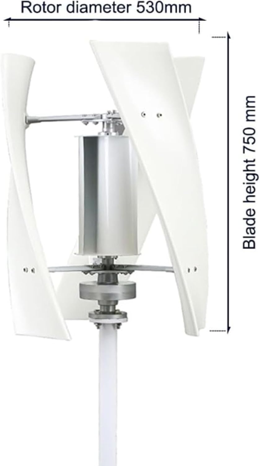 220V,BAOJUHUIKANG 12V 24V 48V 3 Blades Low Noise Generator Windmill Wind Power Turbine Generator Set 10000W Vertical Axis Wind Turbine Kit, for Family (With Controller)