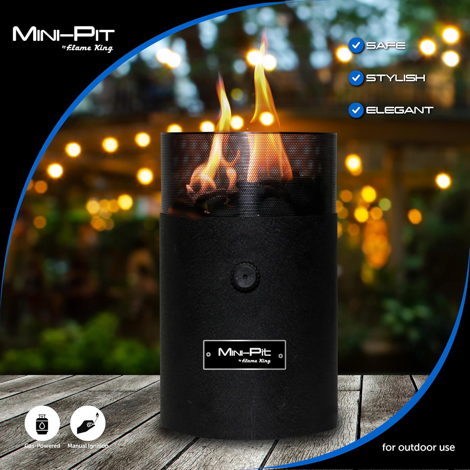 Flame King Mini Tabletop Fire Pit, Dual Fuel Propane and Butane, Smokeless Odorless Flame, Portable Great for Outdoor