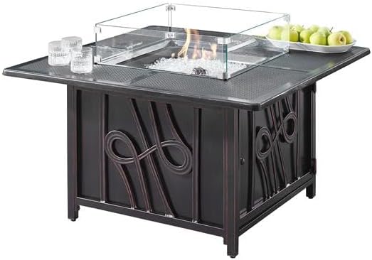 42 in. Aluminum Outdoor Square Propane Fire Table Antique Copper