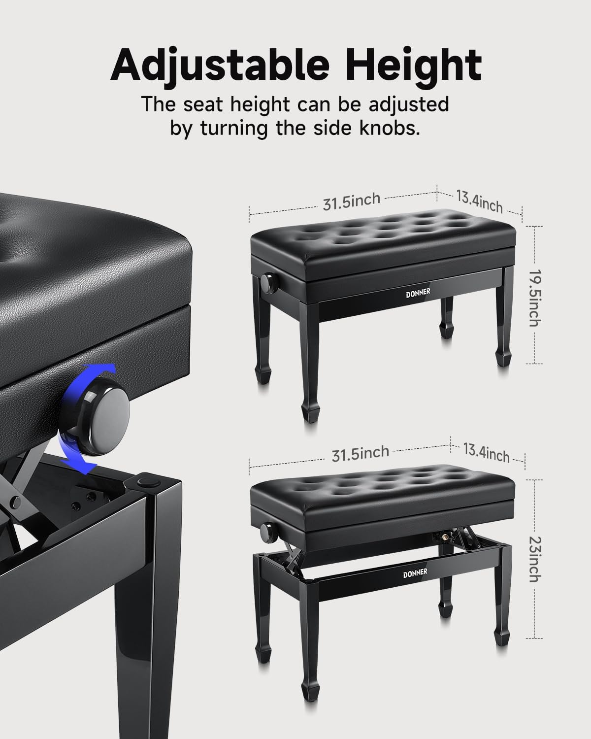 Donner DEP-20 Beginner Digital Piano+Donner Adjustable Duet Piano Bench with Storage