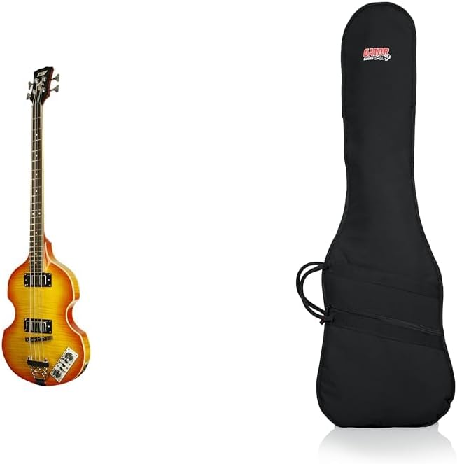 Ivy 4 String Electric Guitar (IVB-500 CS) & Gator Gig Bag for Bass Guitars, Black