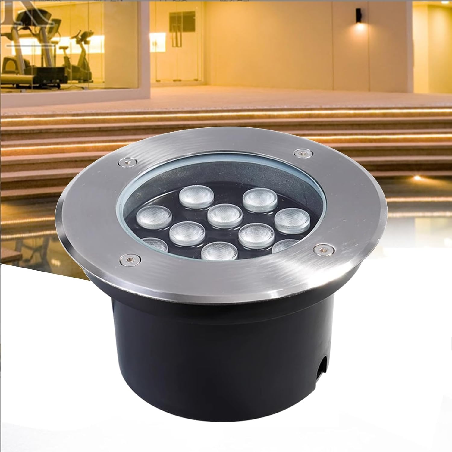 Outdoor Buried Lights LED Round Underground Lamp IP66 Waterproof AC85-110V Garden Recessed Ground Light for Driveway Deck Pathway Step Landscape Light