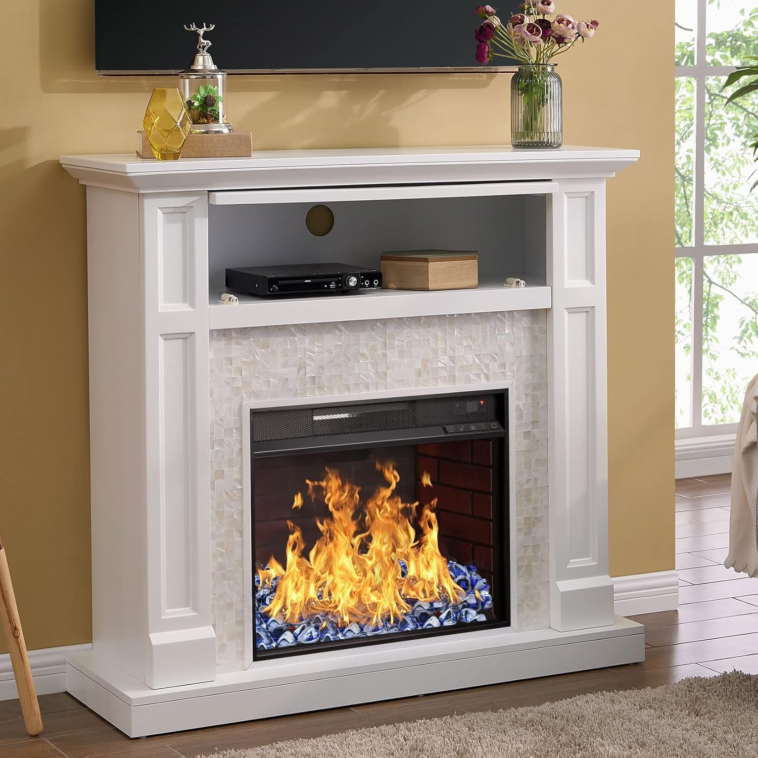 17.5 Fire Pit Wind Guard and Diamond Fire Glass for Propane Fire Pit, Decorate to Protect Your Fire Pit, Save Energy.