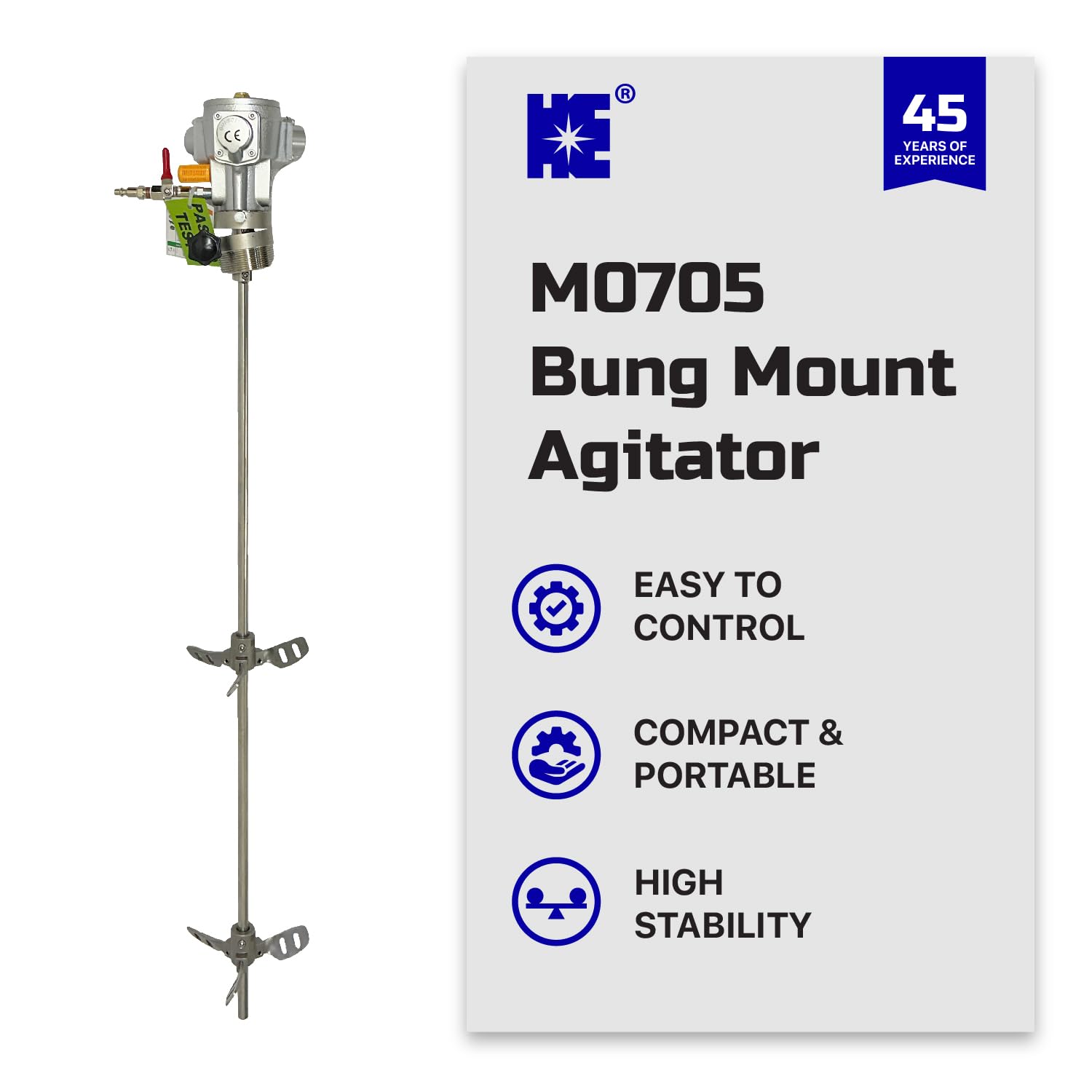 COSMOSTAR 55 Gallon Pneumatic Agitator 1/8HP Bung Mount Tank Barrel Drum Mixer | Pneumatic Bracket Mixer, Paint Stirring Machine Bracket Air Agitator Paint Mix Tool