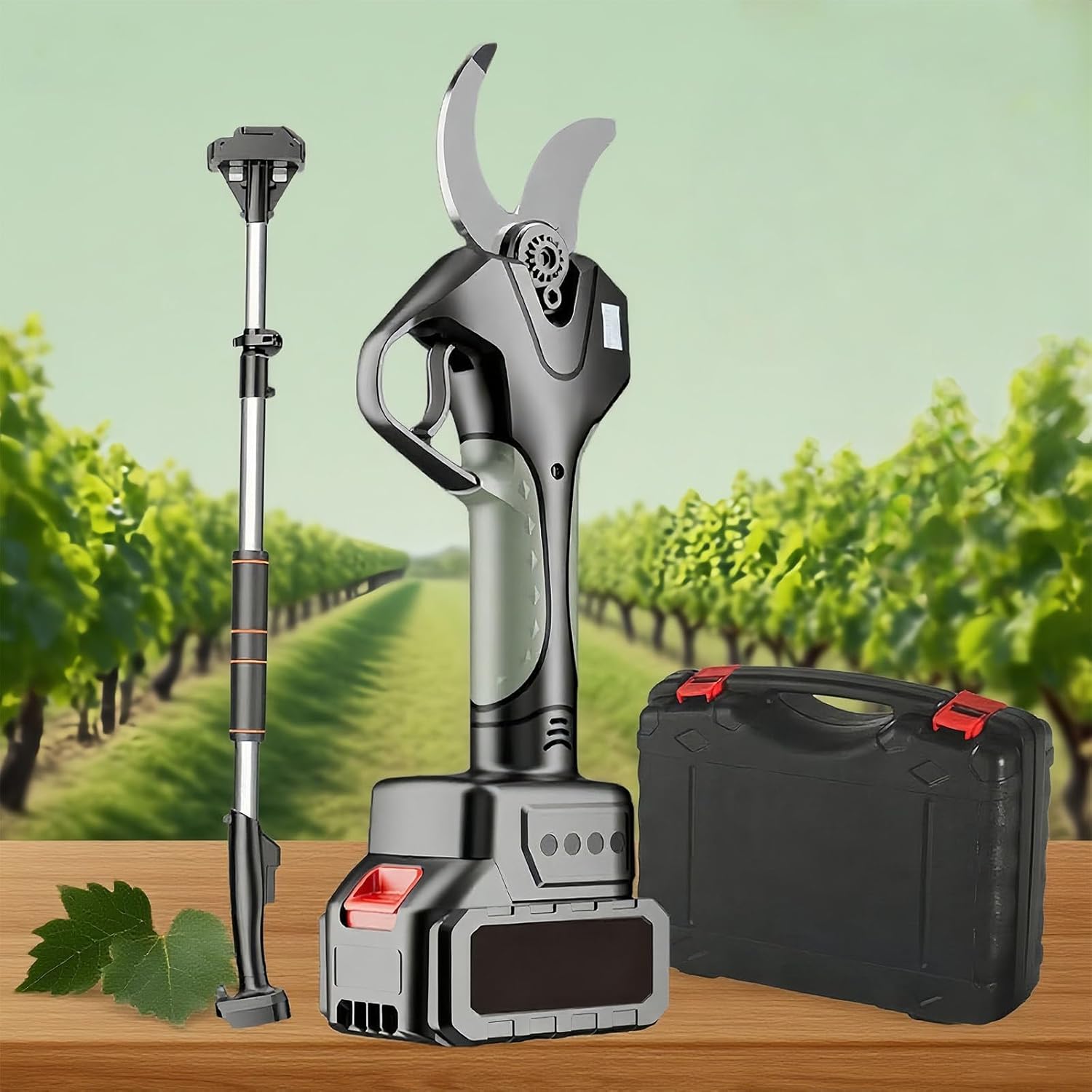 Electric Pruning Shears Cordless With 7.1 Ft High Reach Extension Rod, 2 Inch Cutting Diameter Heavy Duty Garden Shears For Tree Branch Trimming, Includes 1-2 Batteries And Charger 2battery