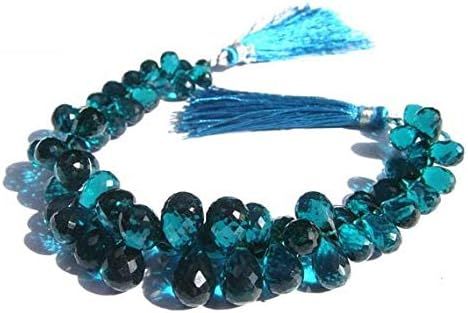 13 inch natural beads strand of 8x6-11x8mm faceted drop blue quartz gemstone briolletes beads for DIY jewelry - necklace, bracelet, earring, ring.