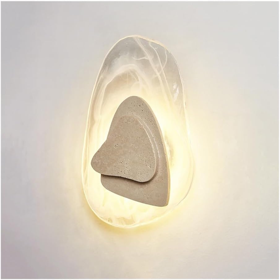 Mid Century Modern Wall Sconce with Smoke Glass Bedroom Wall Light Vintage Stone Wall Mounted Lamp for Living Room Hallway Entryway Hotel