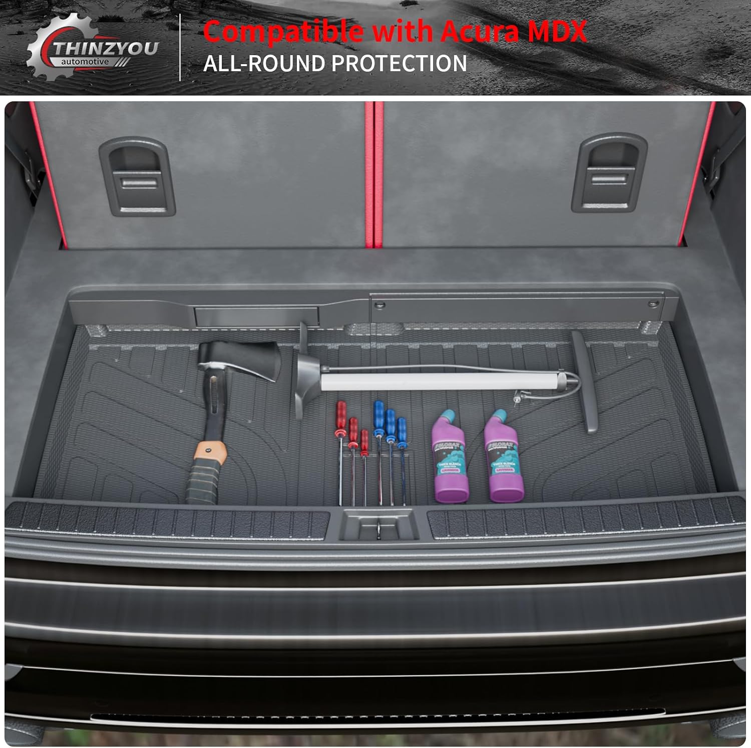 Cargo Mat Compatible with 2022-2025 2026 Acura MDX (NOT for Type S) Cargo Liner Lower Trunk Mat Trunk Liner Back Seat Cover 2024 MDX Accessories (Trunk Mat with Backrest Mat+Sub Trunk Mat)