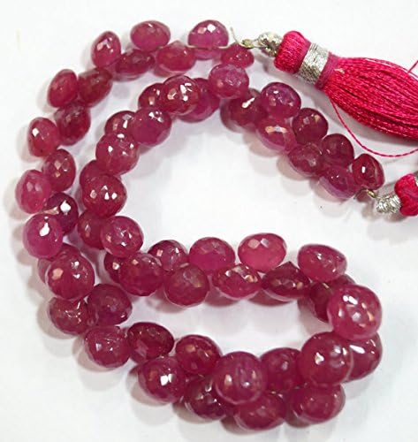 natural gem stone pink sapphire onion briolettes beads strand 8.5 inches 5 to 8 mm
