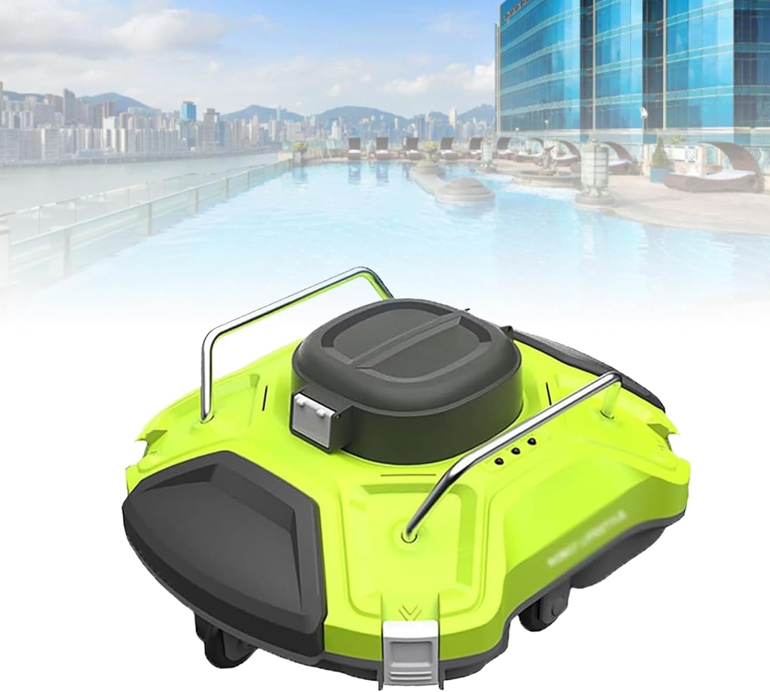 Automatic Robotic Pool Cleaner, Wireless Charging Pool Cleaner, Suitable for 550 Square Feet, Smart Docking Automatic Cleaning, Anti-Tangle Power Cord