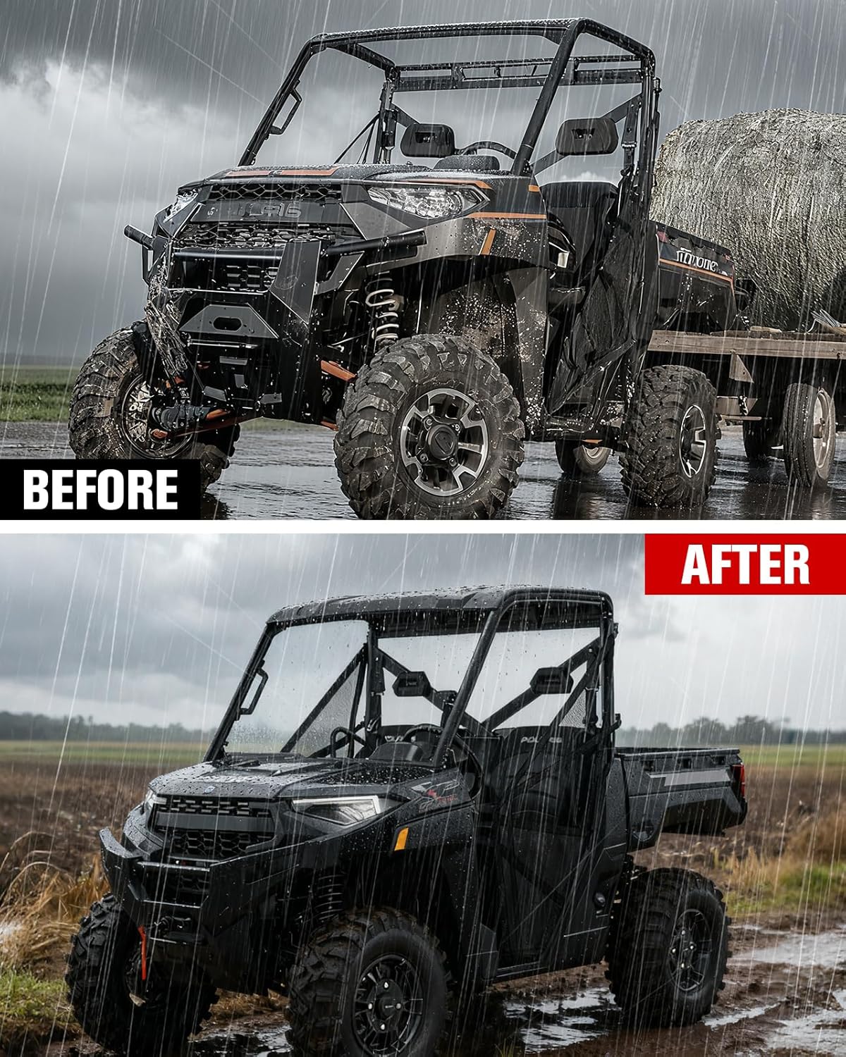 Sport Roof Top for Polaris Ranger XP 2013-2024 Accessories, 2-Piece Combination 2 door Hard Roof Sun Visor for Ranger XP 1000/900, Ranger 1000/570, Replace OEM# 2882911