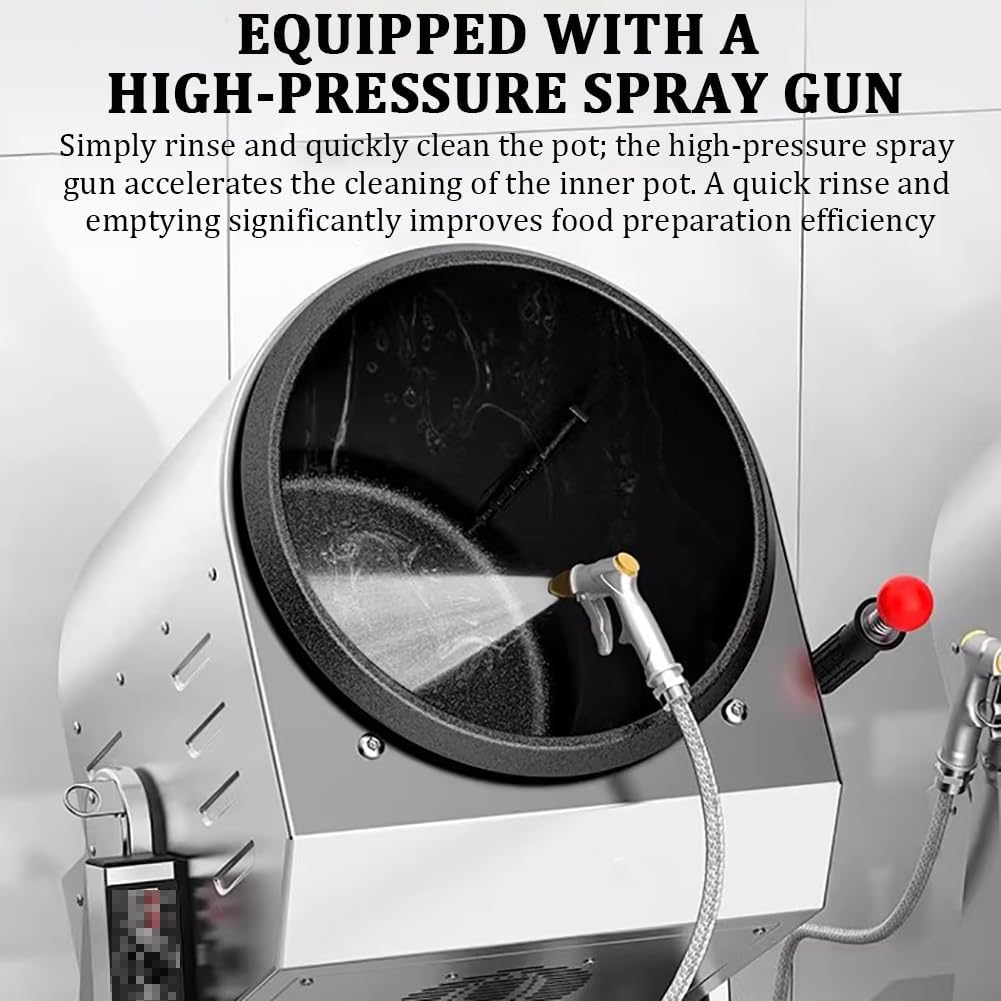 Household Countertop Smart Cooking Machine, Gas-Fired Water Jet 360° Rotating Stir-Fry Machine, Stainless Steel Non-Stick Food Processor, Drum-Type Food Processor,36cm Wok c