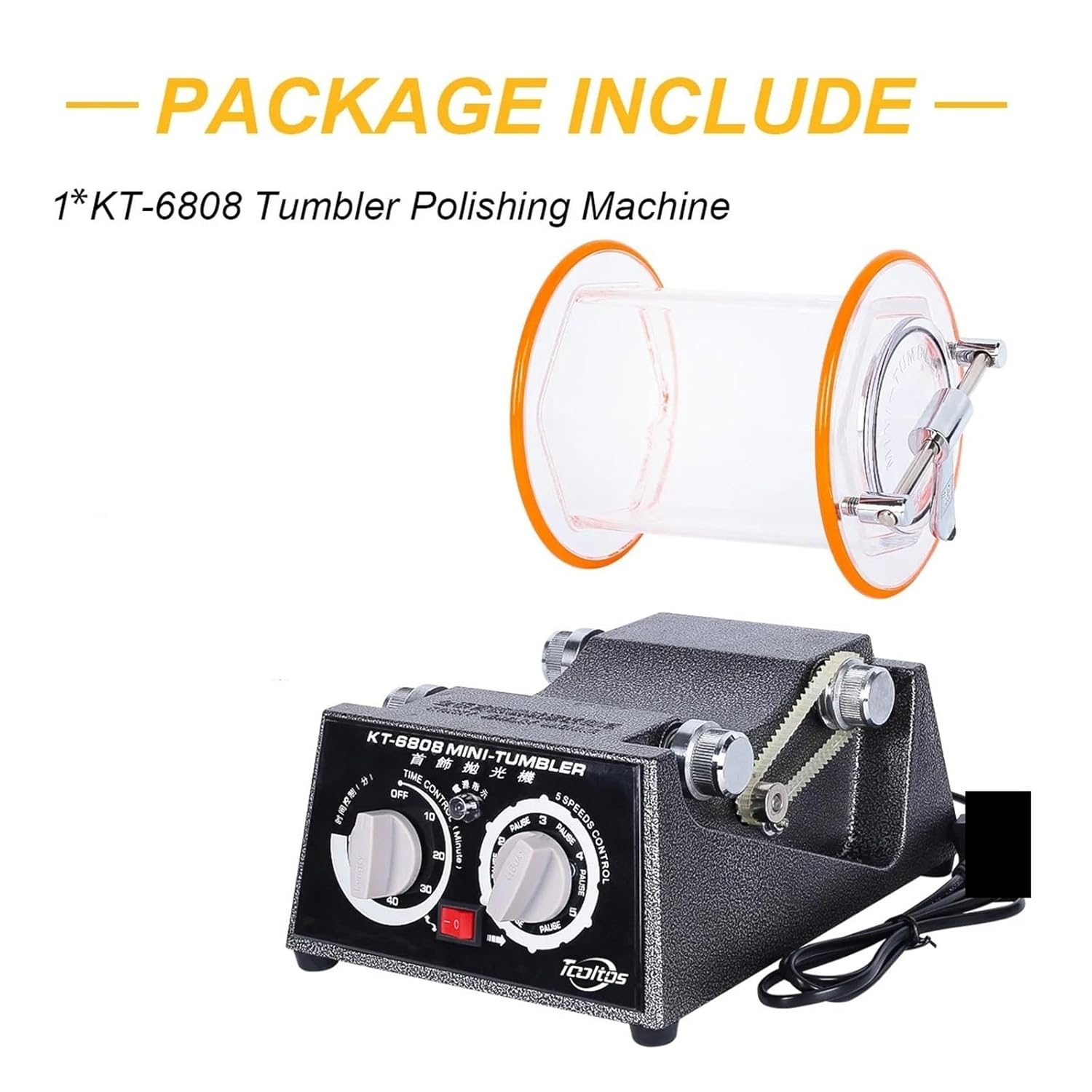 Jewelry Polish, Jewelry Rotary Tumbler Polisher with Timer 5-Speed Control Jewelry Cleaning Polishing Machine Tool