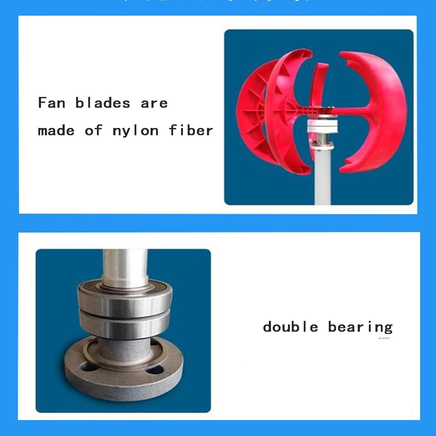 12/24V/48V Vertical Axis Wind Turbine Kit 1KW 5 Blades Home Low Noise Wind Turbine with Hybrid Controller Breeze Start (Color : Red, Size : 12v)