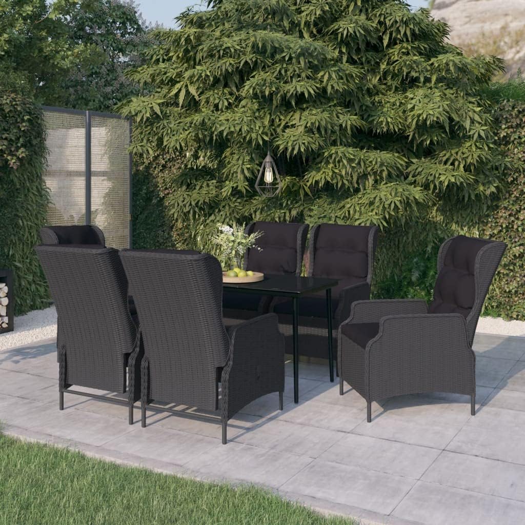 7 Piece Patio Dining Set Dark Gray Garden Furniture