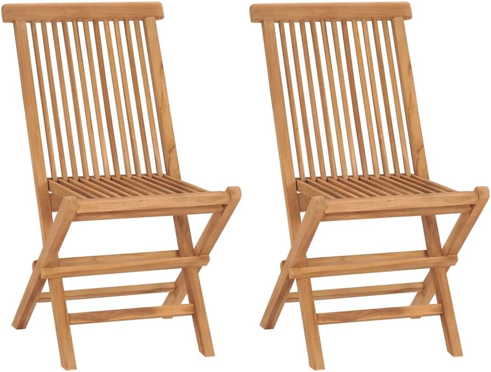 Folding Patio Chairs 2 pcs Solid Teak Wood Outdoor Furniture, Outdoor Chairs