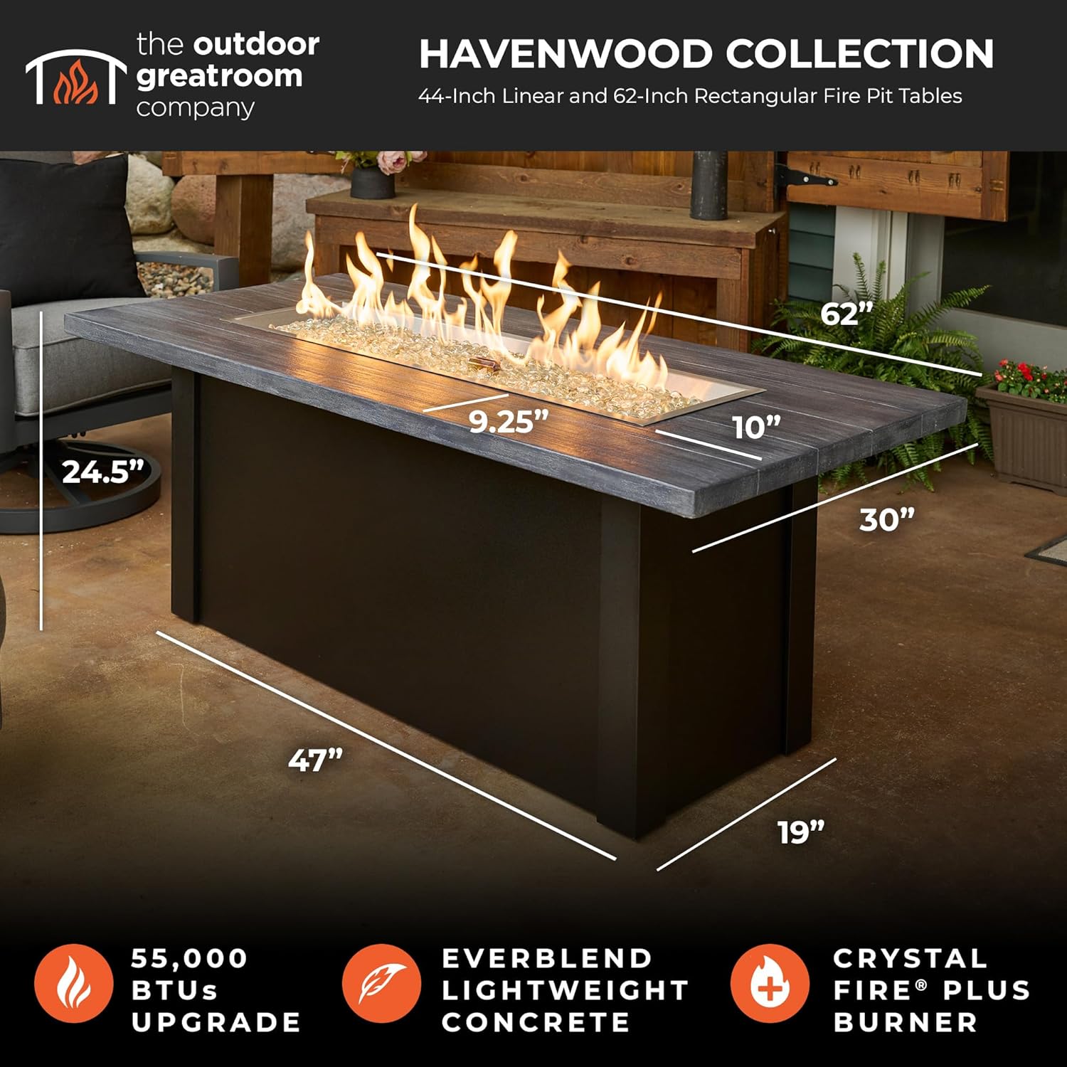 Outdoor GreatRoom Co Propane Fire Pit Table 62