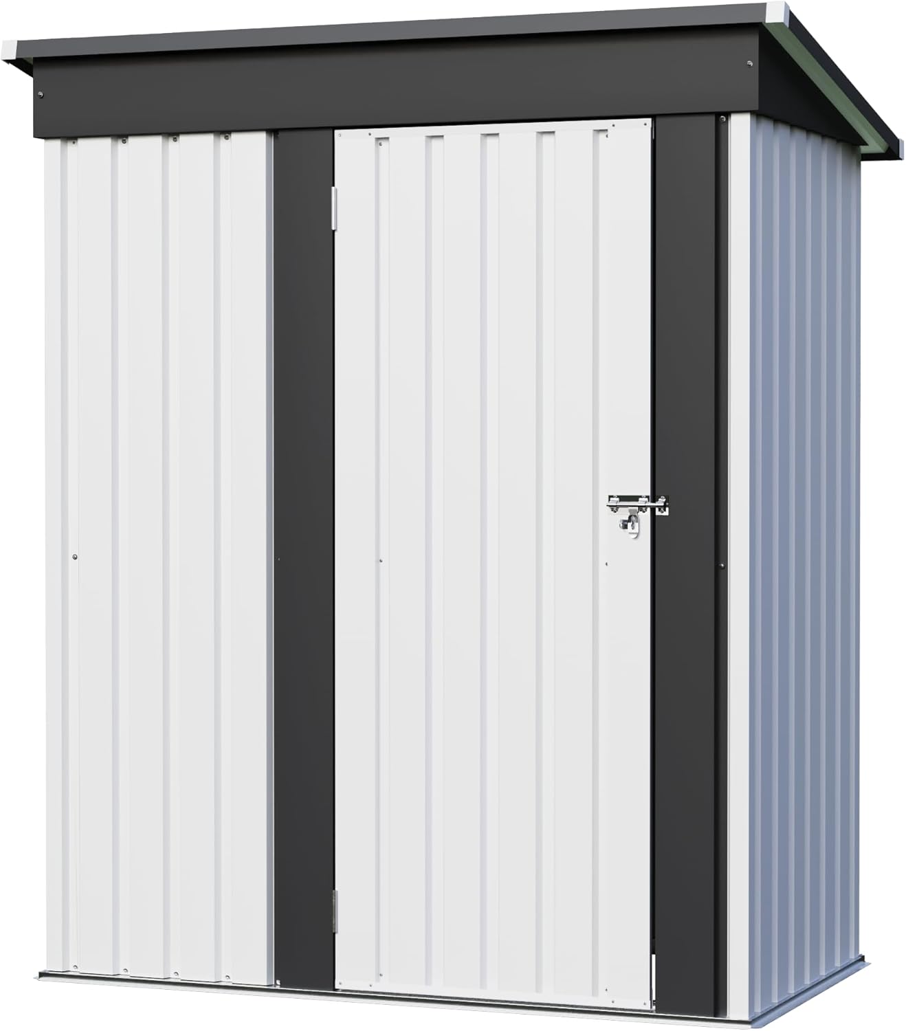 JUMMICO Metal Outdoor Storage Shed 5 x 3 FT Metal Shed with Lockable Door,Waterproof Garden Tool Shed Storage House for Backyard Patio Lawn,White