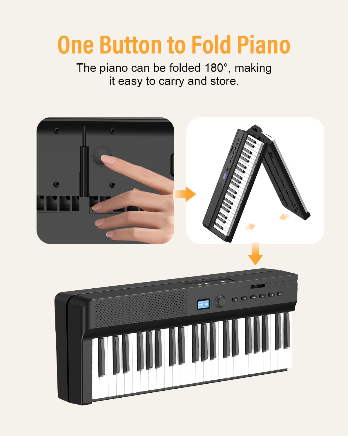 Upgraded Folding Piano Keyboard, 88 Key Full Size Semi Weighted Keyboard Support MIDI and Bluetooth, Portable Foldable Keyboard Piano with Sustain Pedal and Piano Bag, Best Gift for Beginner