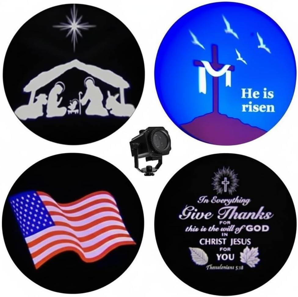 Christian Themed 4-in-1 Projector Featuring Nativity Light for Christmas, 