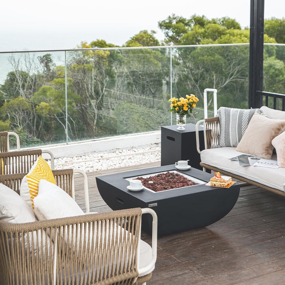 Modeno Outdoor Fire Table Aurora Concrete Natural Gas Firepit,Black