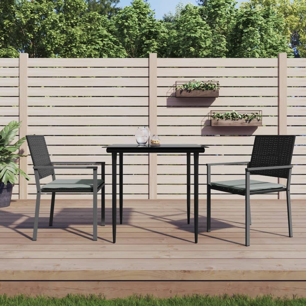 3 Piece Patio Dining Set with Cushions Poly Rattan and Steel,Premium Garden Dining Set with WeatherResistant PE Rattan and Comfortable Armchairs for Outdoor Living Furniture Sets for Patio, Lawn & Gar