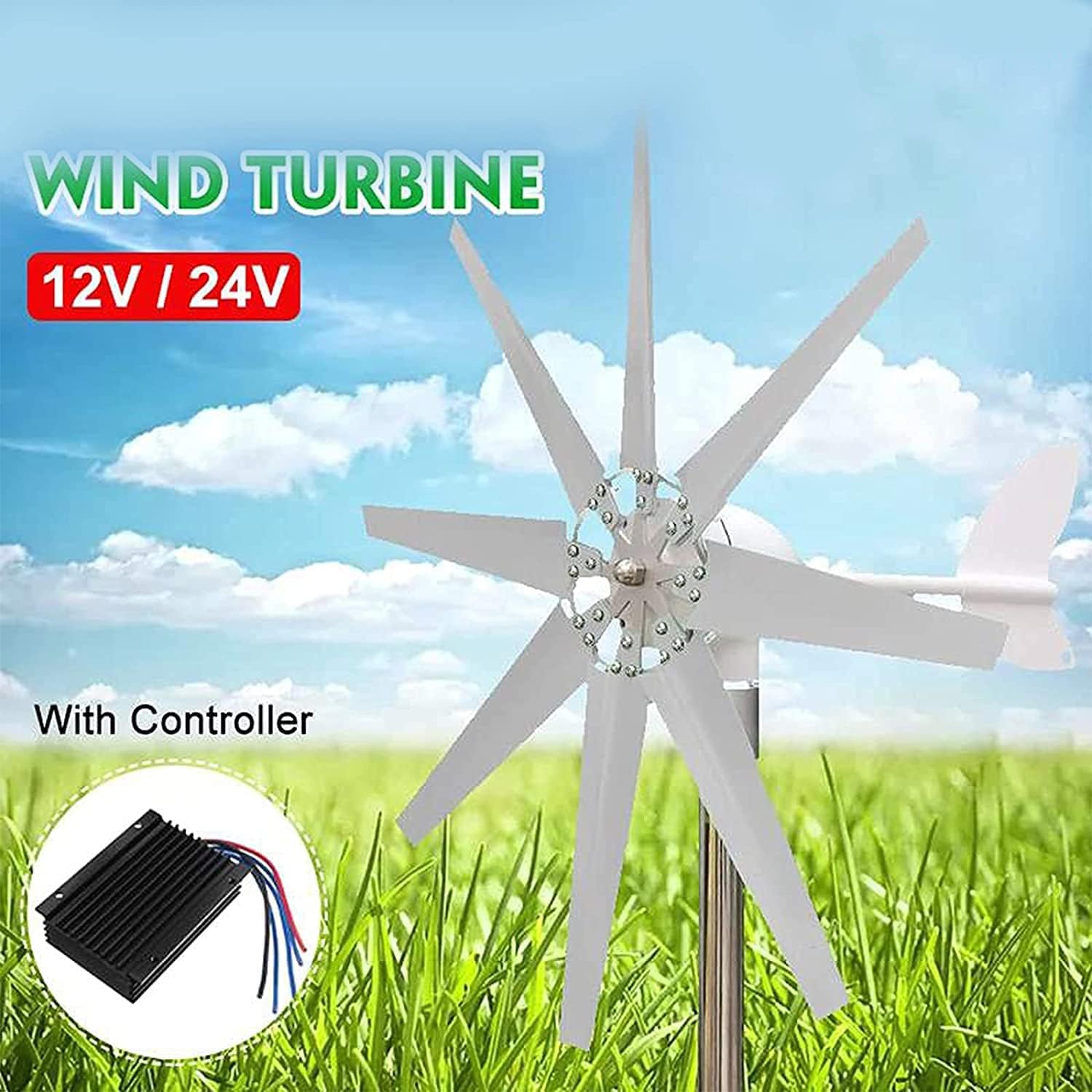LiuSj JUnSt 8000W Lantern Wind Turbine Generator Vertical Axis in Garden & Outdoor Generator Windmill Energy Turbines Charge for Home Camping