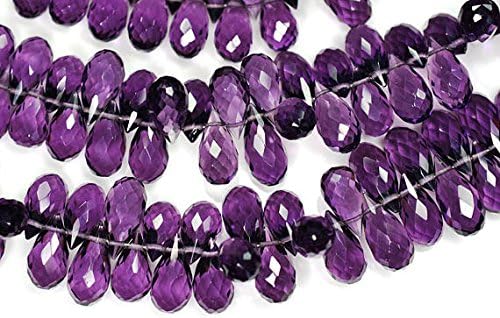 JP_BEADS 2 Strands Superfine Quality 7 Inch 10-12mm Vivid Deep Purple Amethyst Faceted Tear Drop Briolette Beads Strand
