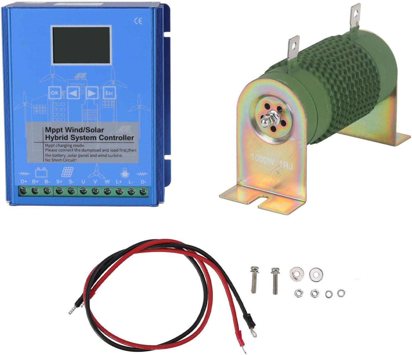BRRNOO MPPT Solar Controller with LCD Screen, 24V/48V Wind Charge Controller for Solar Wind Systems
