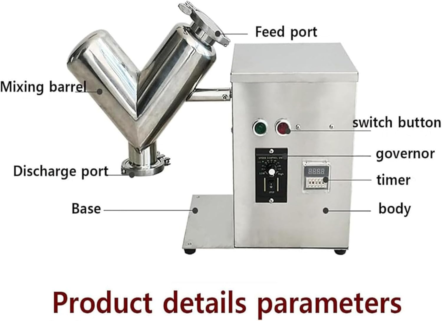 Dry Powder Mixing Machine, V Type Laboratory Mixer for Efficient Blending of Dry Flour Materials in Food and Industrial Applications