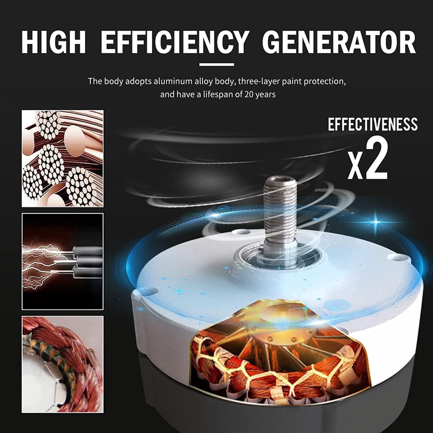 8000W Vertical Wind Turbine 12-220V Vertical 3-Phase Wind Power Generator Renewable Energy for Home Garden Boat Marine