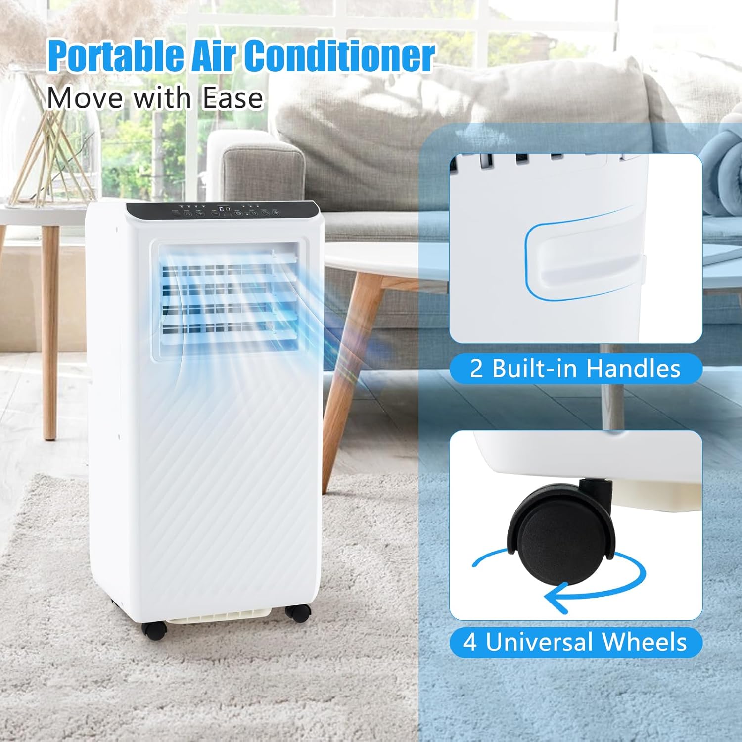 ARLIME Portable Air Conditioner, 10000 BTU 3 -in-1 Air Cooler, Dehumidifier & Fan w/LED Display, Remote Control, 24H Timer, Sleep Mode & Window Installation Kit, AC Unit Cools up to 350 Sq.Ft.