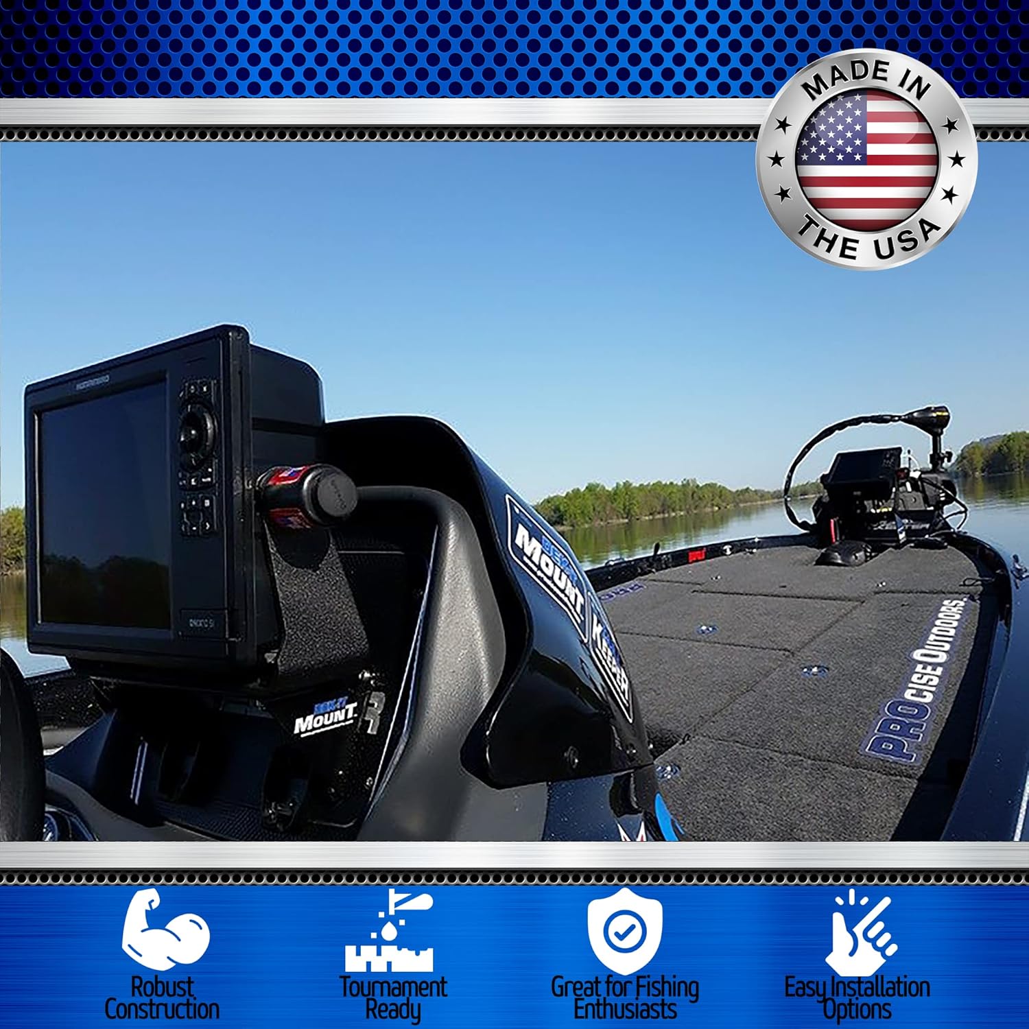 PROcise DEK-It Fish Finder Mount for Boats, Dual Unit Deck Mount with GPS Slot for Fish Finders, Depth Finders and Other Fishing Accessories, Marine-Grade Aluminum, Durable, Secure and Rust-Proof