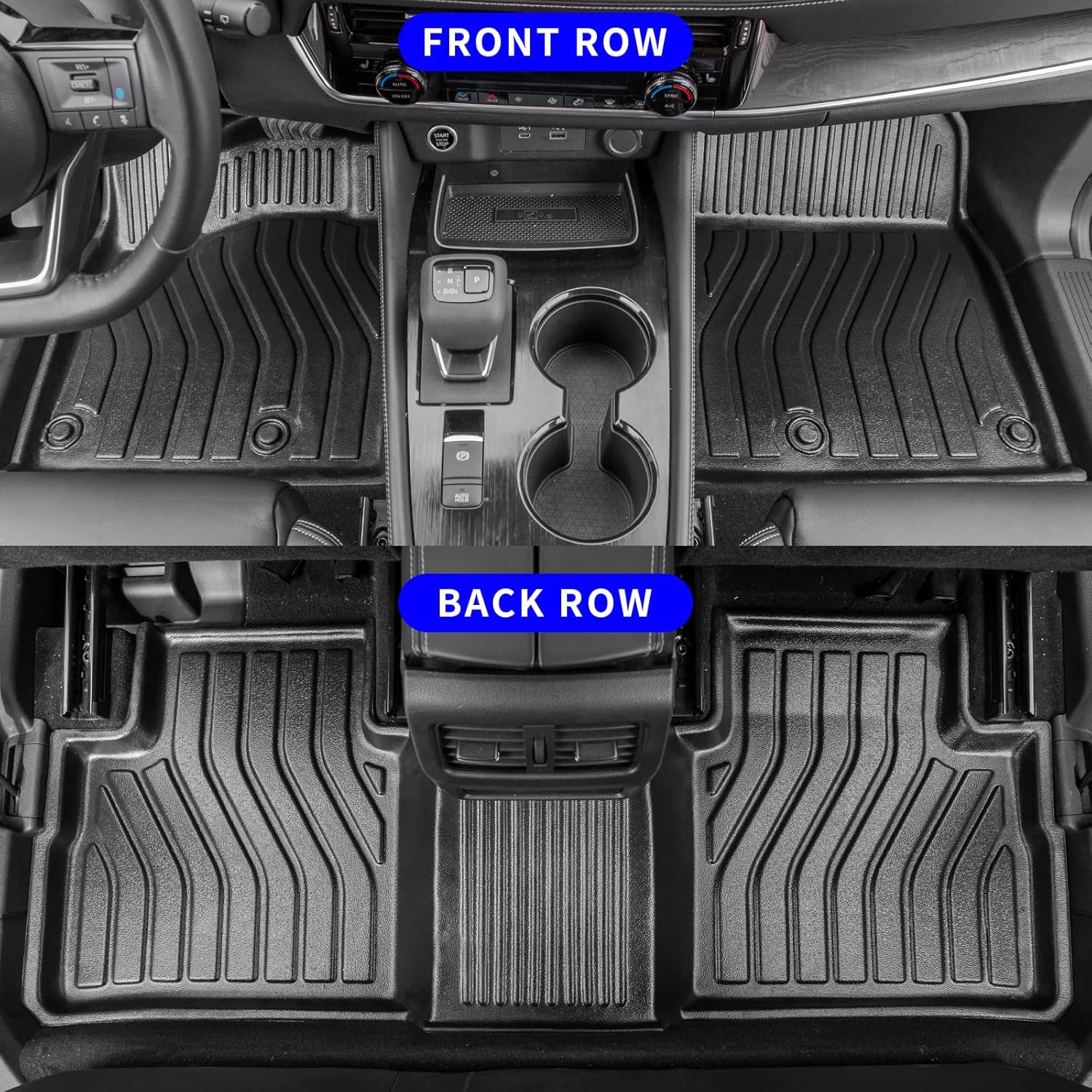 Rongtaod Floor Mats Compatible with 2021-2025 2026 Nissan Rogue Trunk Liner Cargo Mat Cargo Liner Back Seat Cover Protector 2024 Nissan Rogue Accessories (Floor Mats+Backrest Mats+Trunk Mat)