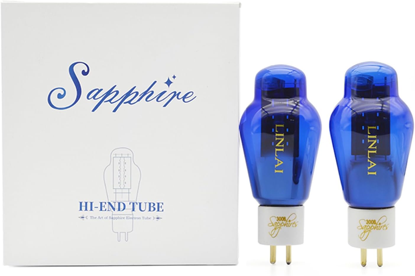 LINLAI 300B-S Sapphire Blue Glass Vacuum Hifi Valve Electronic Tube for Class Pairing Audio Amplifier Replaced 10W Power Amplication（2pcs in a pack)