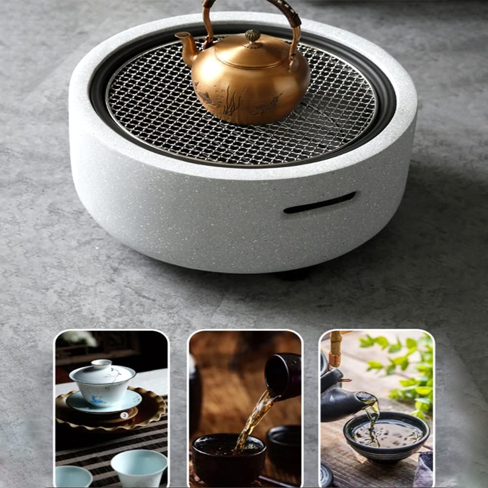 Barbecue Brazier Contemporary Garden and Patio Heater Fire Pit Camping BBQ Grill Bowl Brazier Burner with Poker Grill Mesh Lid 45 x 35cm