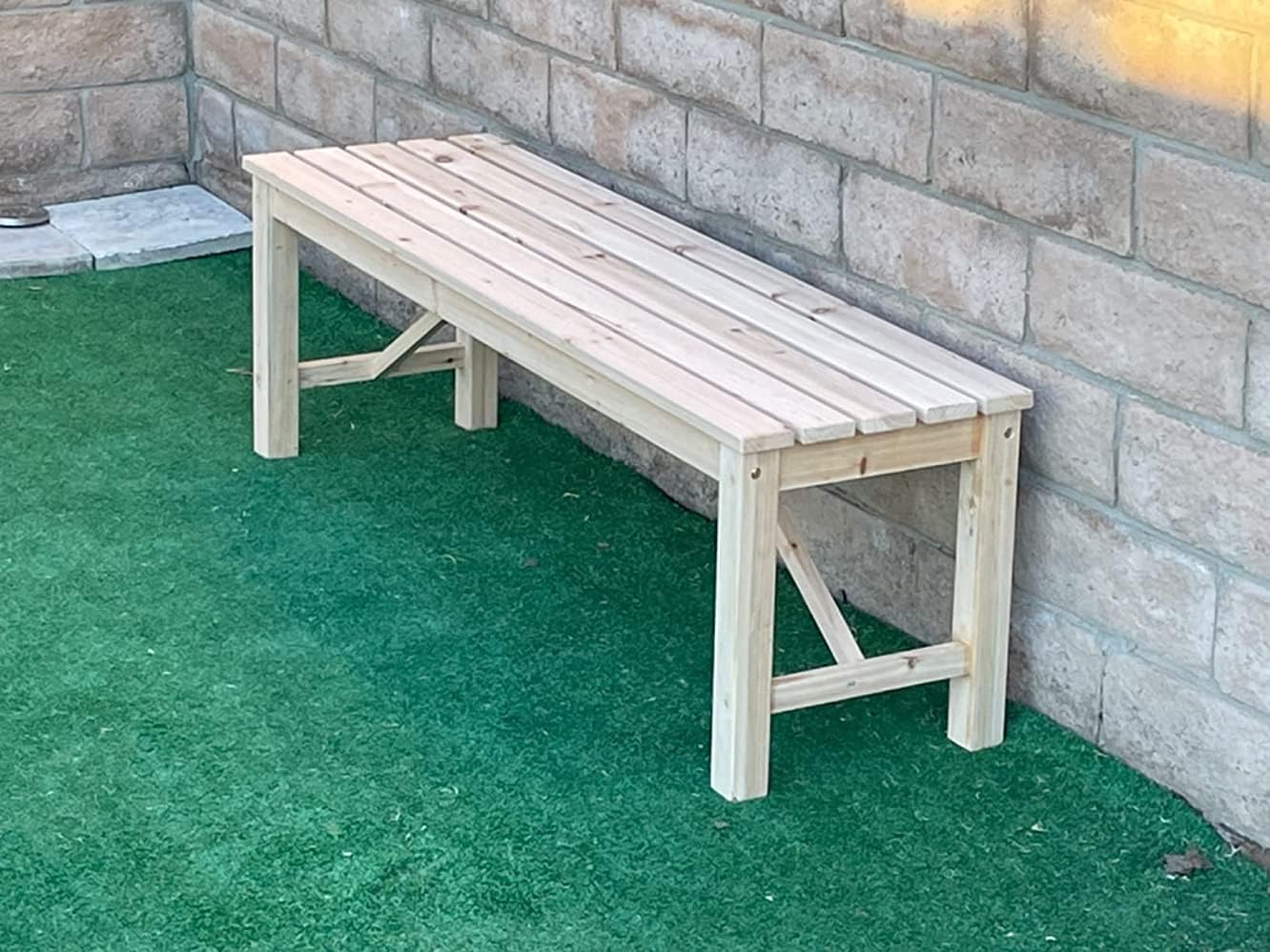 Outdoor Wood Bench Indoor Backless Porch Rustic Square Fir Log Solid Wood Fire Pit Bench for Patio Garden Deck and Backyard, 55