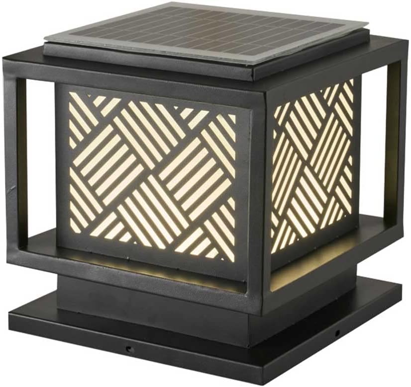 LED Solar Post Light Outdoor, Garden Remote Control Dimmable Pillar Lights IP54 Waterproof Fence Post Light Fixture LED Landscape Lighting Square for Fence Deck Garden Patio