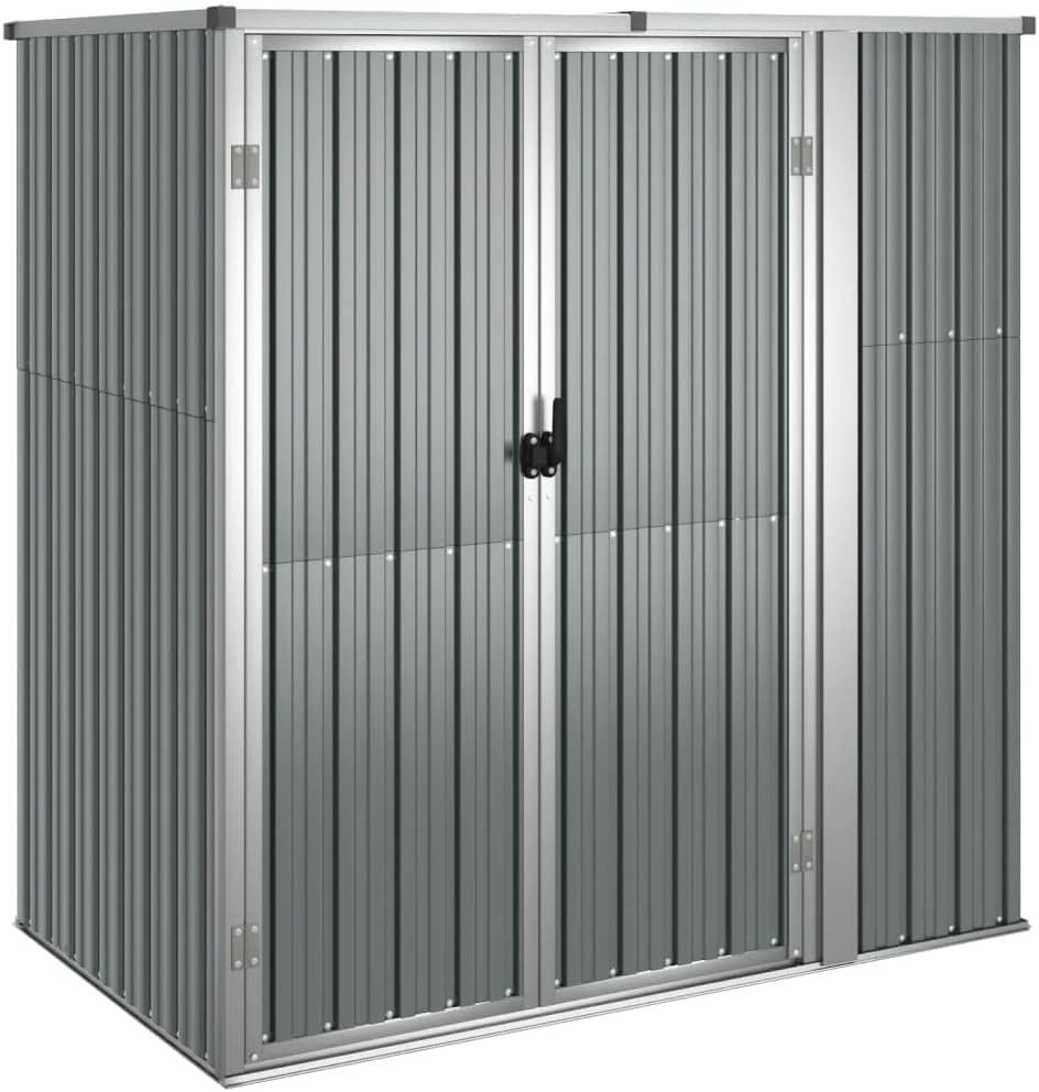 Outdoor Metal Storage Shed with Door, Galvanized Steel Garden Tool Shed Outside Storage Cabinet Utility Tool Shed Storage House for Backyard Patio, Gray 63.4