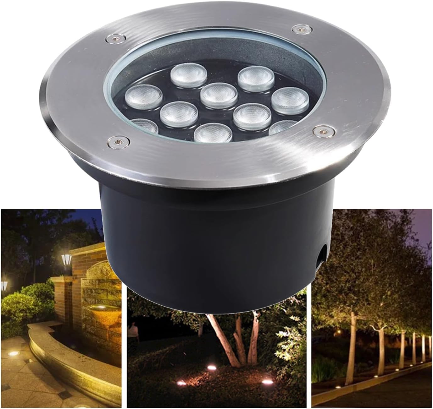 LED In Ground Lights Outdoor Underground Light IP66 Waterproof AC85-110V Recessed Buried Lights for Garden Deck Step Driveway Pathway Round Landscape Lamp