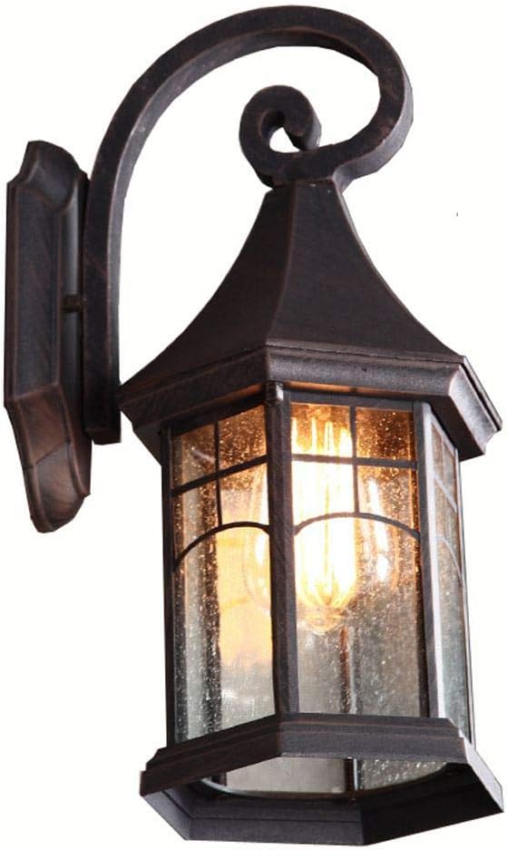 Outdoor Metal Glass Pavilion Countryyard Wall Light Waterproof Balcony Corridor Porch Wall Sconce Bedroom Bathroom Wall Lighting Fixtures (Rust)