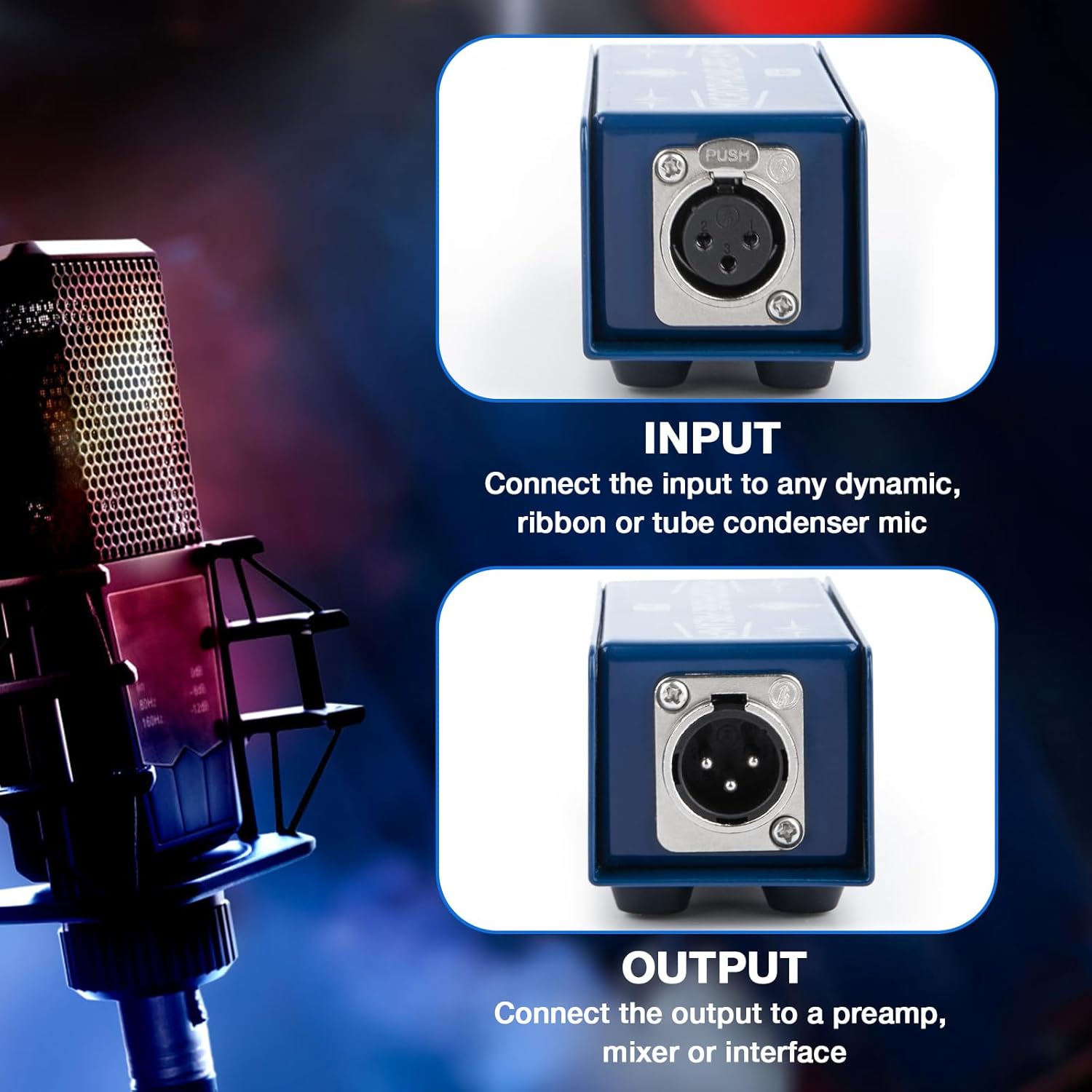 Mic Preamp FC-1 Microphone Gain Booster for Home Studios & Professional Recording | Compatible with Shure SM7B & Electro-Voice RE20 | Perfect for Podcasts, Live Sound & Studio Recording