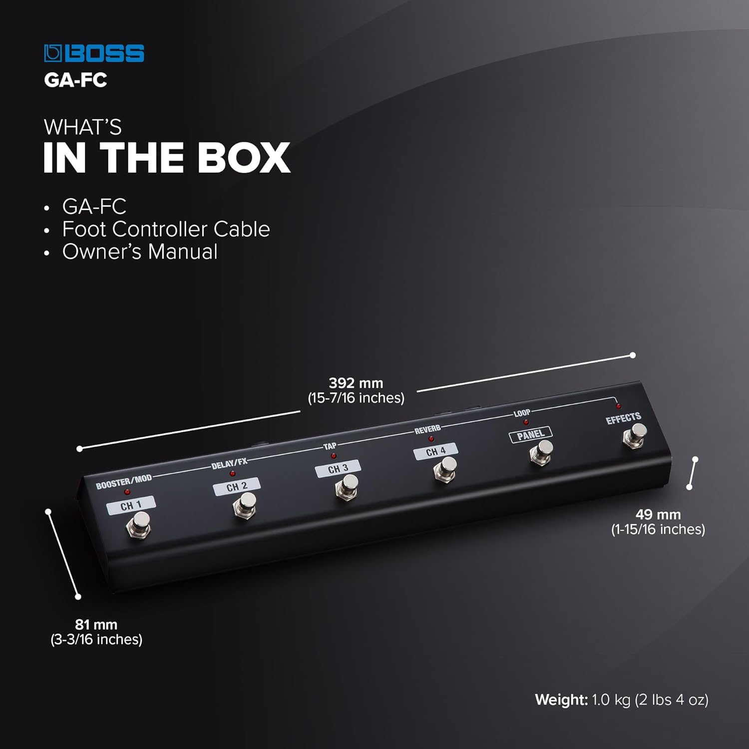 BOSS GA-FC | 6-Button Foot Controller | Hands-Free Control of BOSS/Roland Guitar & Bass Amps | Streamlined Channel Switching | Change Presets & Toggle Effects | Compatible with Most Katana Amps & More